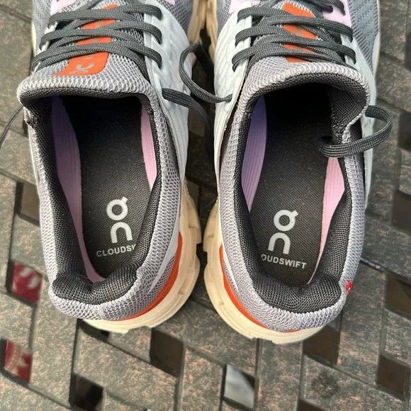 On Cloudswift Running Women's Athletic Shoes 9 W in Gray, Orchid, and Orange - Picture 6 of 6